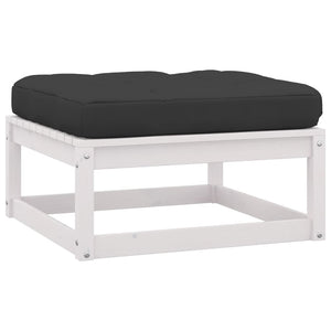 vidaXL Salon de jardin 6 pcs avec coussins Blanc Bois de pin massif