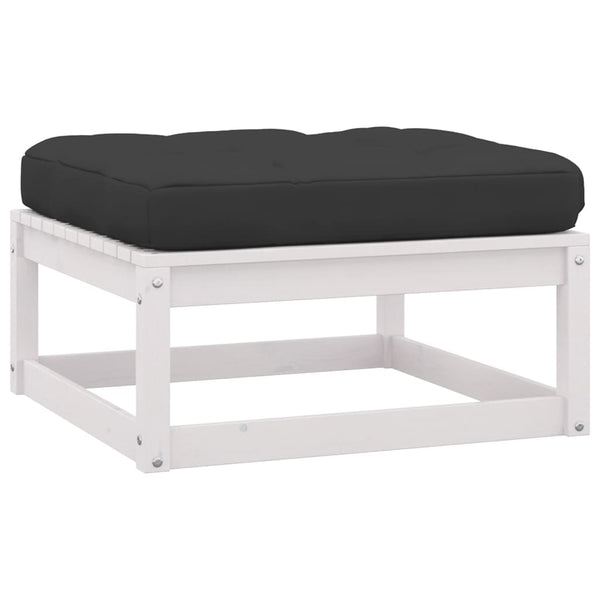 vidaXL Salon de jardin 6 pcs avec coussins Blanc Bois de pin massif