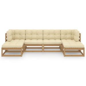 6-tlg Garten-Lounge-Set mit Kissen Honigbraun Massivholz Kiefer