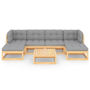 vidaXL Salon de jardin 7 pcs avec coussins en pin massif