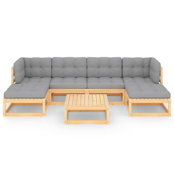 vidaXL Salon de jardin 7 pcs avec coussins en pin massif