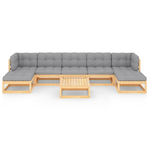 8-tlg. Garten-Lounge-Set mit Kissen Massivholz Kiefer