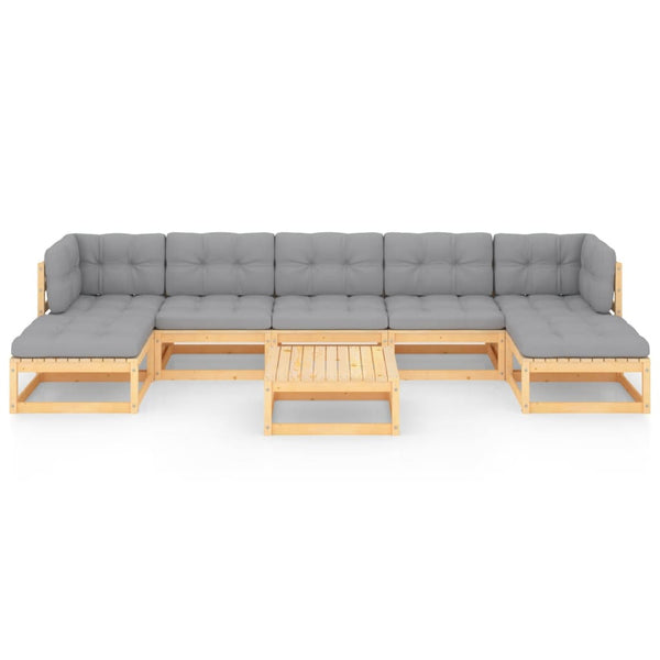 8-tlg. Garten-Lounge-Set mit Kissen Massivholz Kiefer