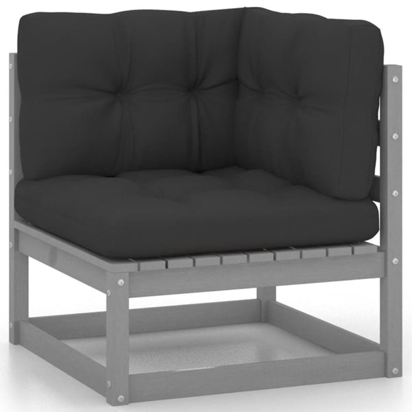 vidaXL Salon de jardin 8 pcs avec coussins Gris Bois de pin massif