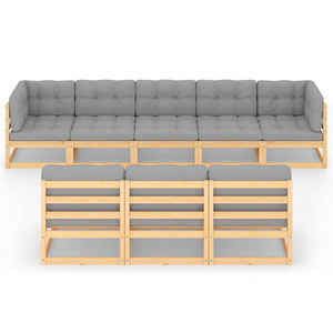 8-tlg. Garten-Lounge-Set mit Kissen Massivholz Kiefer