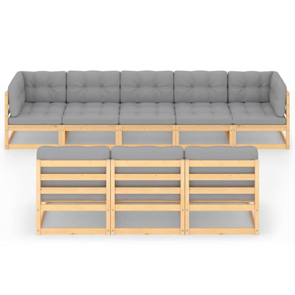 8-tlg. Garten-Lounge-Set mit Kissen Massivholz Kiefer
