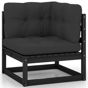 vidaXL Salon de jardin 8 pièces avec coussins Noir Bois de pin massif