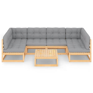 7-tlg. Garten-Lounge-Set mit Kissen Massivholz Kiefer