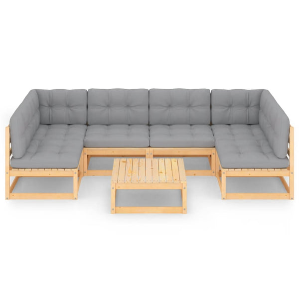 7-tlg. Garten-Lounge-Set mit Kissen Massivholz Kiefer