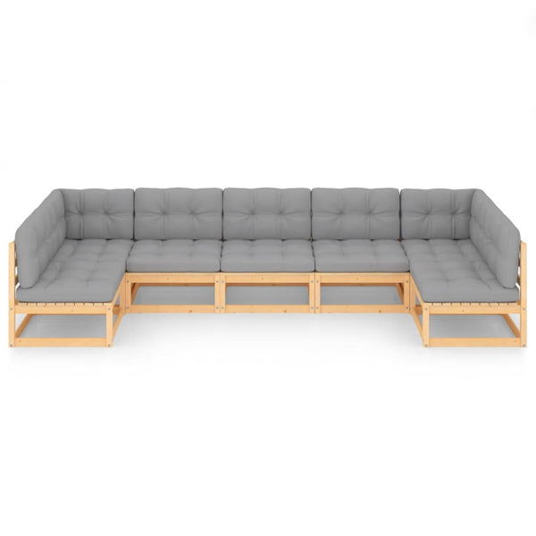 7-tlg. Garten-Lounge-Set mit Kissen Massivholz Kiefer
