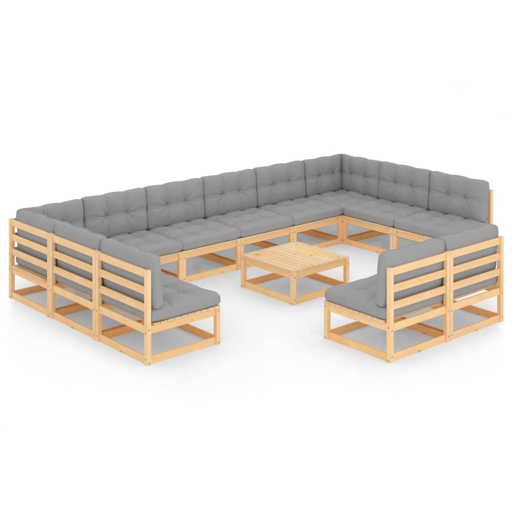 vidaXL Ensemble de jardin lounge 13 pcs avec coussins Bois de pin massif
