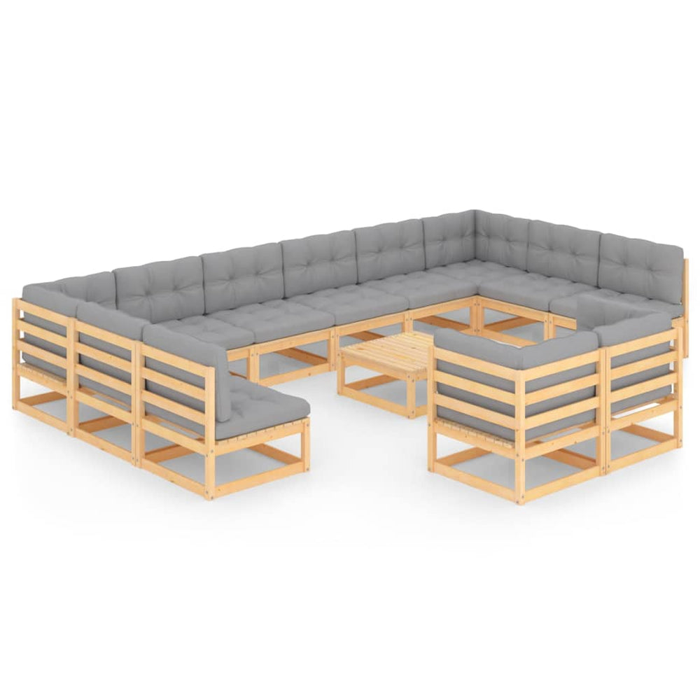 vidaXL Ensemble de jardin lounge 13 pcs avec coussins Bois de pin massif