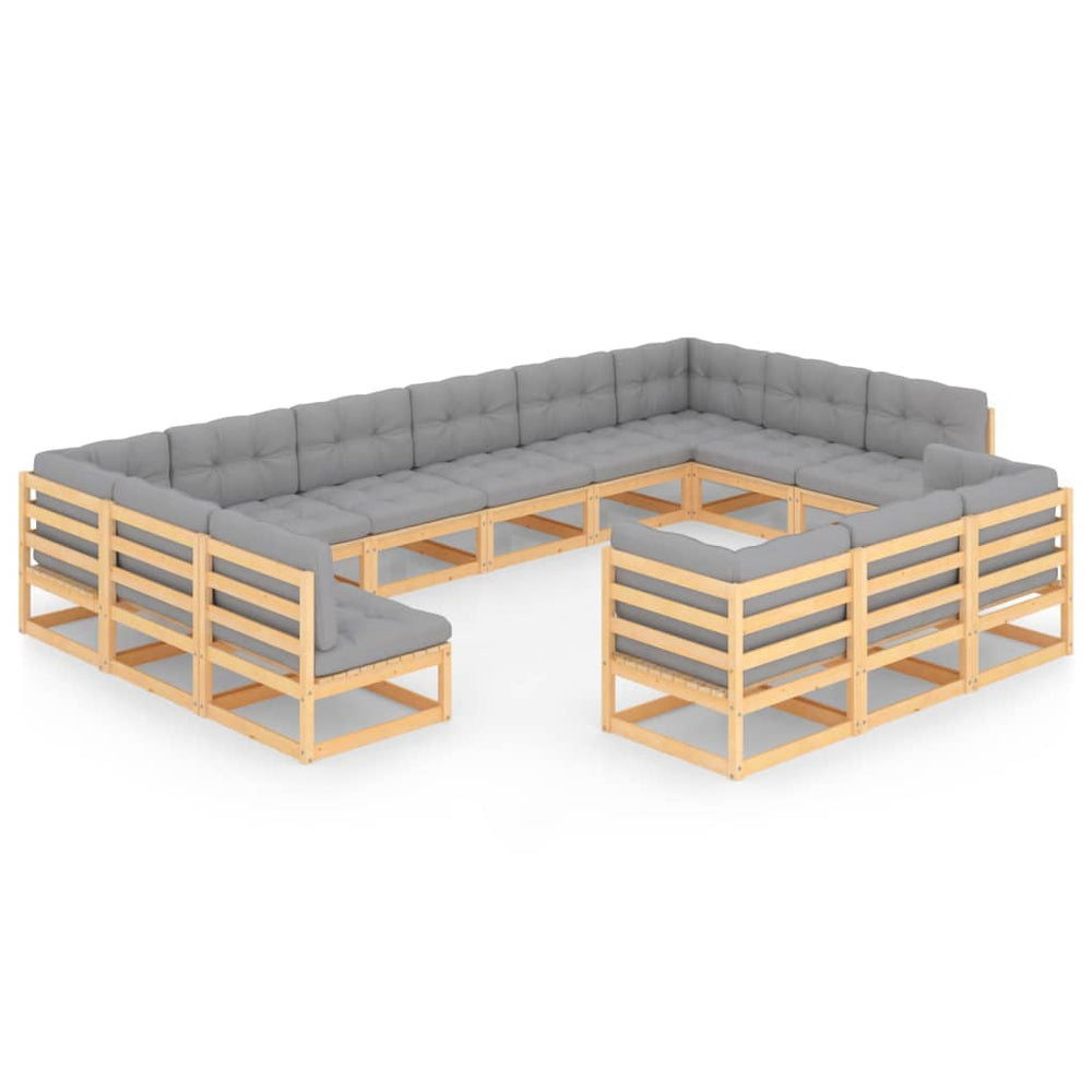 vidaXL Ensemble de jardin lounge 13 pcs avec coussins Bois de pin massif