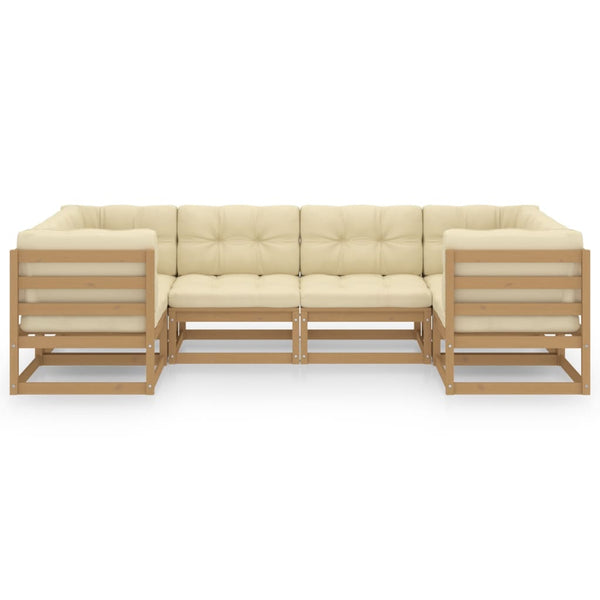 6-tlg Garten-Lounge-Set mit Kissen Honigbraun Massivholz Kiefer