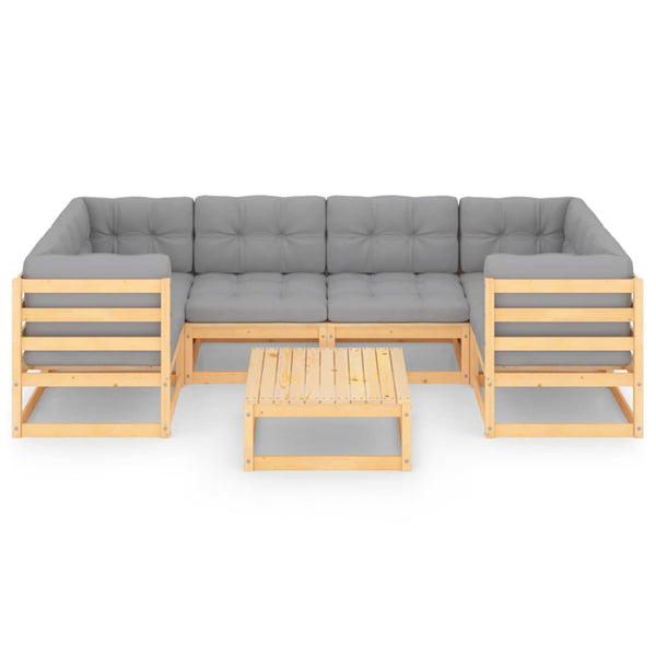 7-tlg. Garten-Lounge-Set mit Kissen Massivholz Kiefer