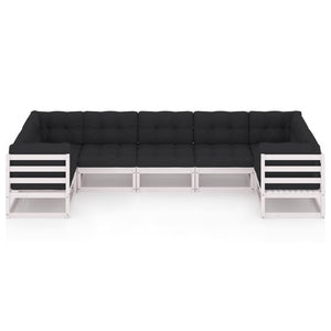 7-tlg. Garten-Lounge-Set mit Kissen Weiß Massivholz Kiefer