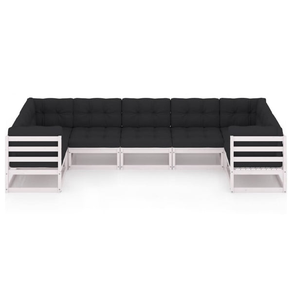 7-tlg. Garten-Lounge-Set mit Kissen Weiß Massivholz Kiefer