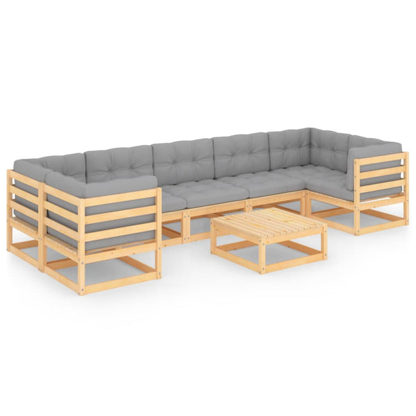 vidaXL Salon de jardin 8 pcs avec coussins, bois de pin massif