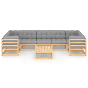 vidaXL Salon de jardin 8 pcs avec coussins, bois de pin massif