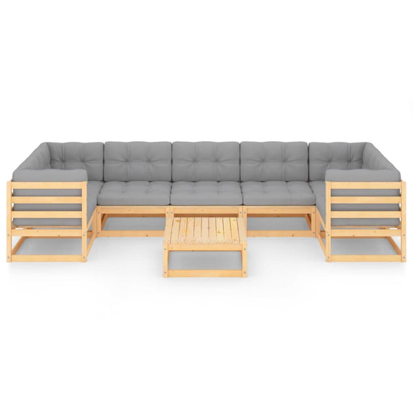 vidaXL Salon de jardin 8 pcs avec coussins, bois de pin massif