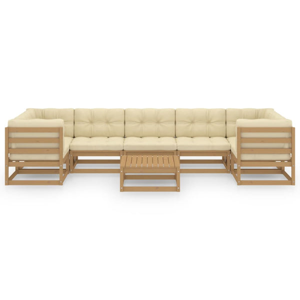 8-tlg Garten-Lounge-Set mit Kissen Honigbraun Massivholz Kiefer