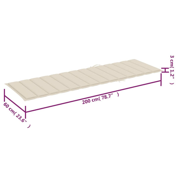 Sonnenliegen 2 Stk. mit Tisch und Auflagen Massivholz Akazie