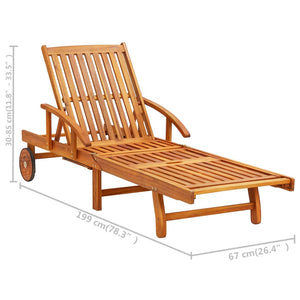 Sonnenliegen 2 Stk. mit Tisch und Auflagen Massivholz Akazie