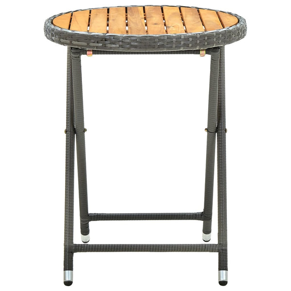 Beistelltisch Grau 60 cm Poly Rattan und Akazie Massivholz