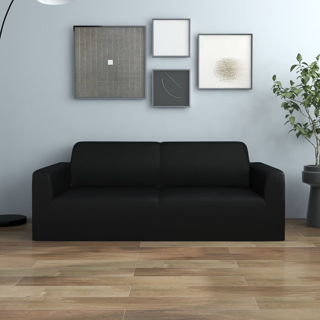 Schwarze Stretch Sofahusse 2-Sitzer