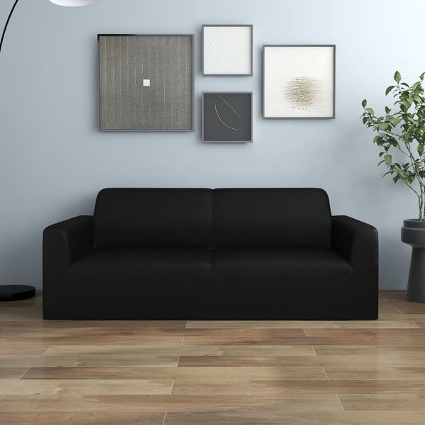 Schwarze Stretch Sofahusse 2-Sitzer