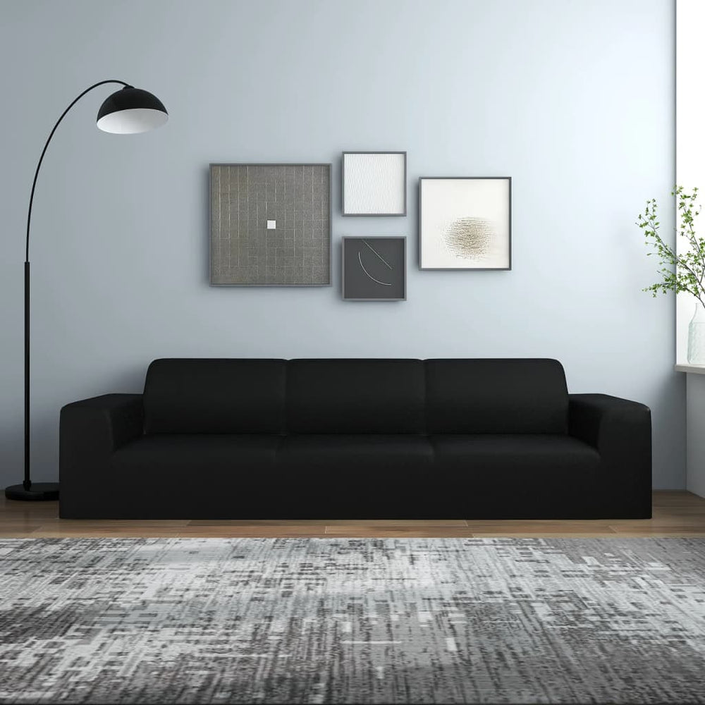 Schwarze Stretch Sofahusse 4-Sitzer