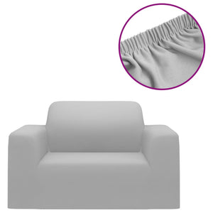Graue Stretch Sofahusse Polyester Jersey