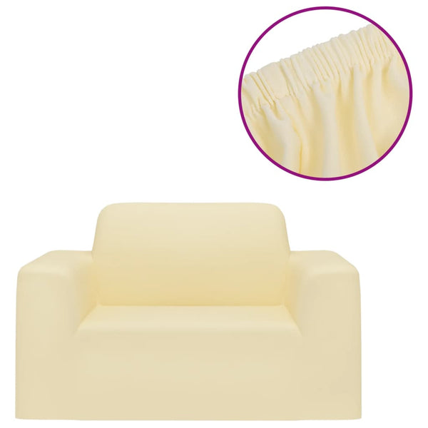 Creme Stretch Sofahusse Polyester-Jersey