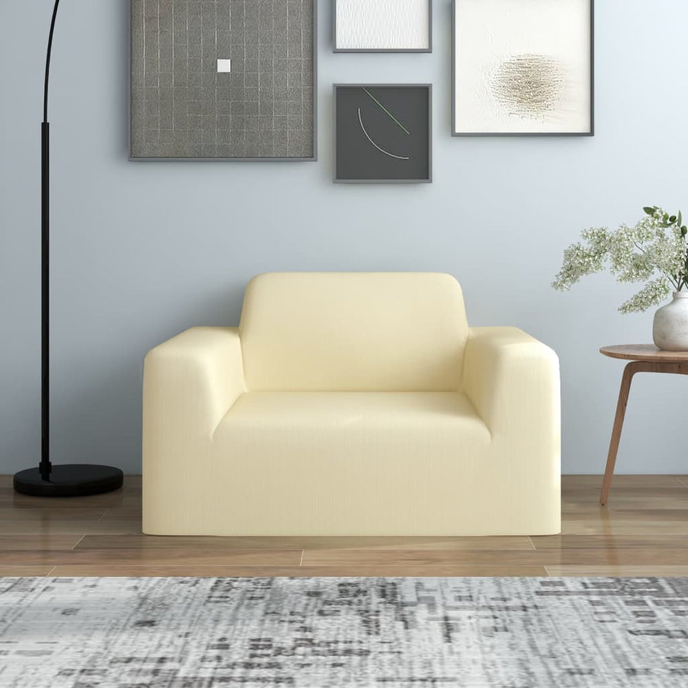 Creme Stretch Sofahusse Polyester-Jersey