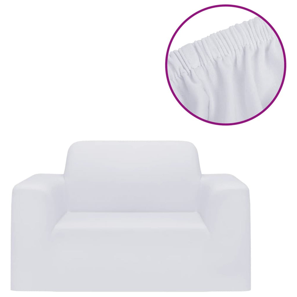 Weiße Stretch-Sofahusse aus Polyester-Jersey