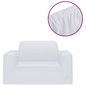 Weiße Stretch-Sofahusse aus Polyester-Jersey