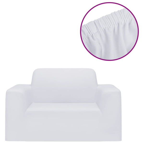 Weiße Stretch-Sofahusse aus Polyester-Jersey