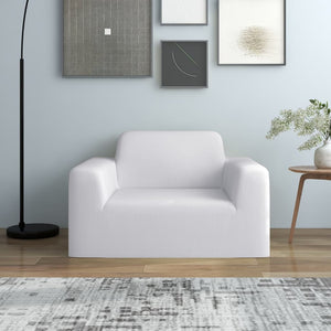 Weiße Stretch-Sofahusse aus Polyester-Jersey