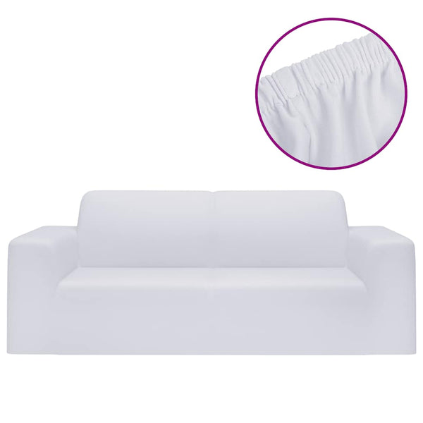 Weiße Stretch Sofahusse 2-Sitzer
