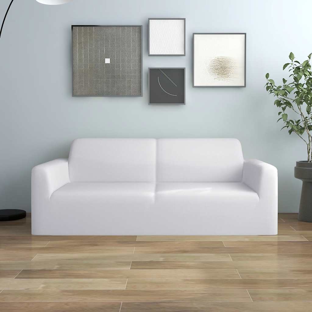 Weiße Stretch Sofahusse 2-Sitzer