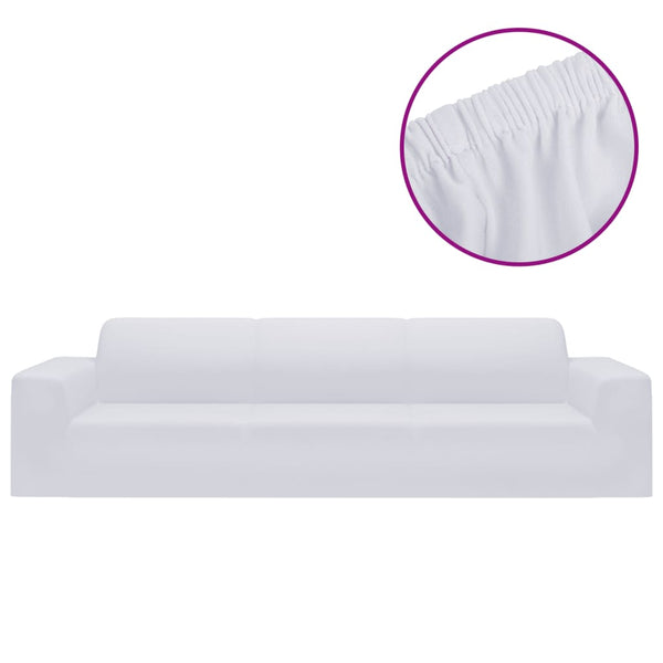 Weiße Stretch Sofahusse 4-Sitzer