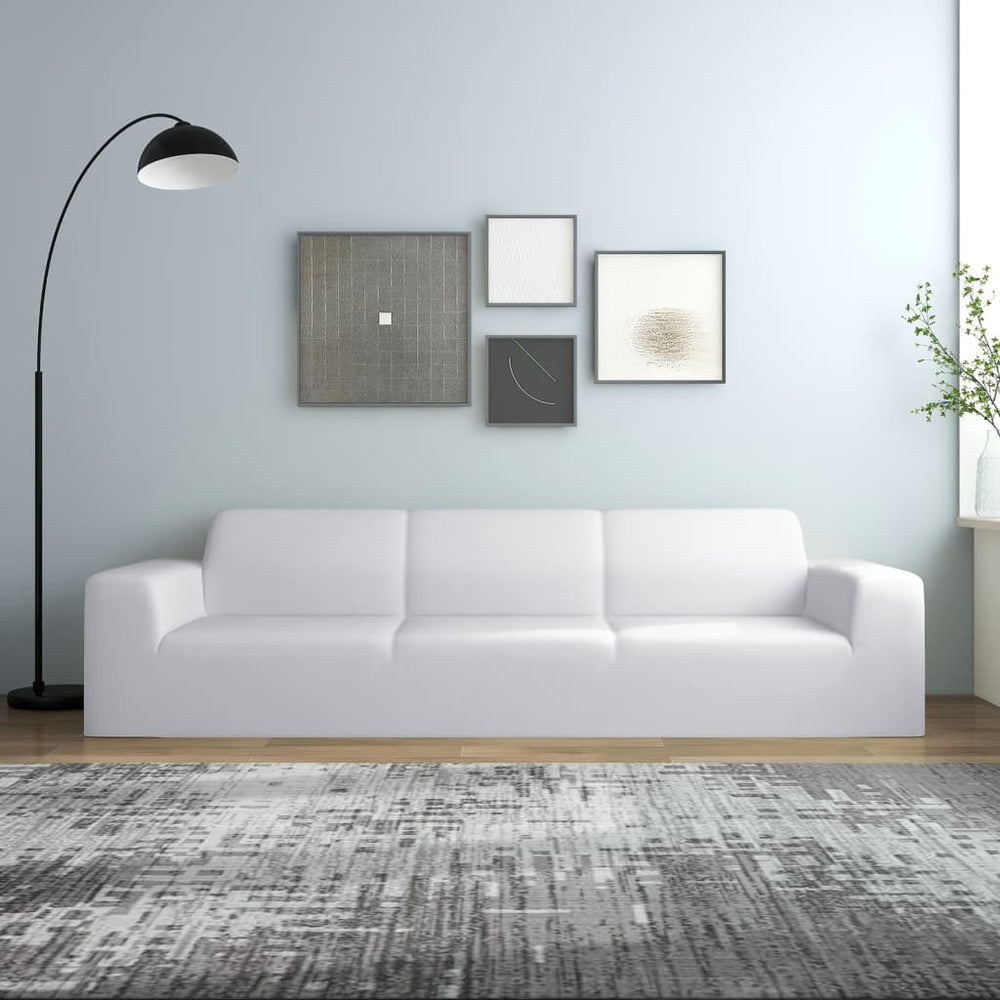 Weiße Stretch Sofahusse 4-Sitzer