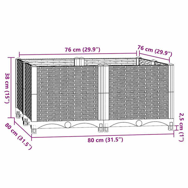Hochbeet 80x80x38 cm Polypropylen