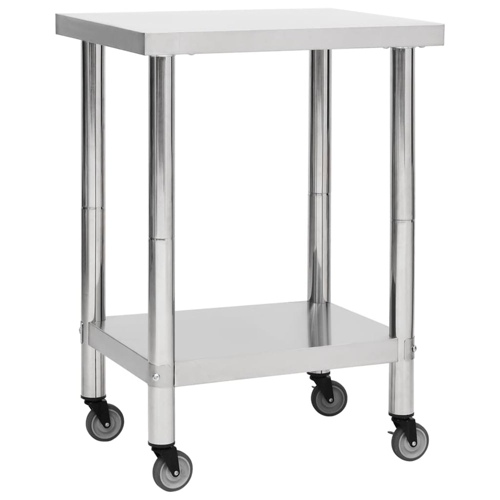 vidaXL Kitchen Workbench with Wheels 60x45x85 cm Stainless Steel