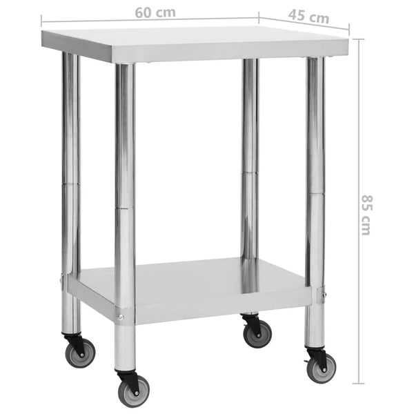 Edelstahl Küchen-Arbeitstisch mit Rollen