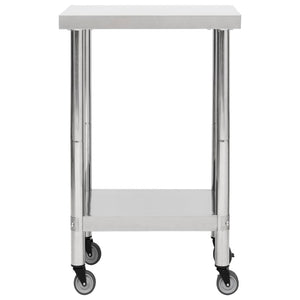 Edelstahl Küchenarbeitstisch mit Rollen 60x60