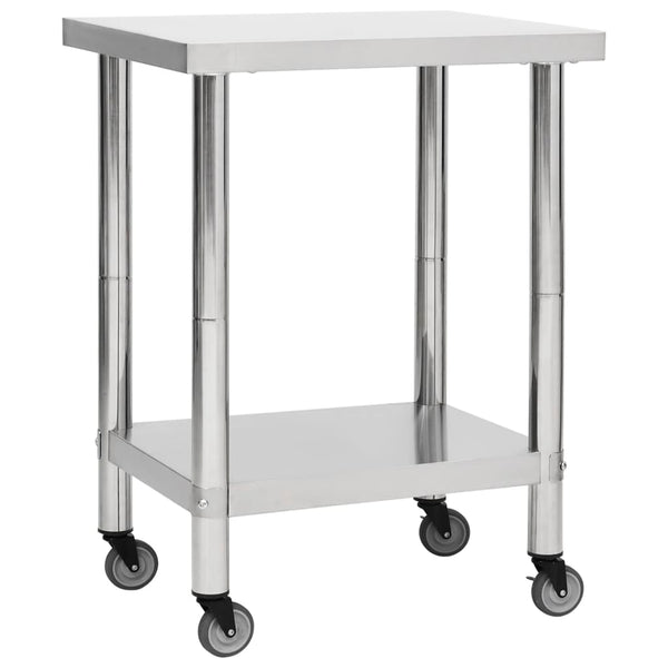 Edelstahl Küchenarbeitstisch mit Rollen 80x30x85 cm