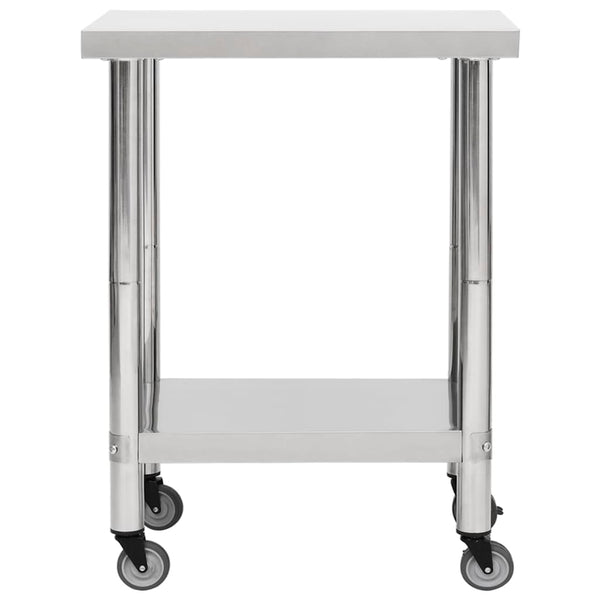 Edelstahl Küchenarbeitstisch mit Rollen 80x30x85 cm