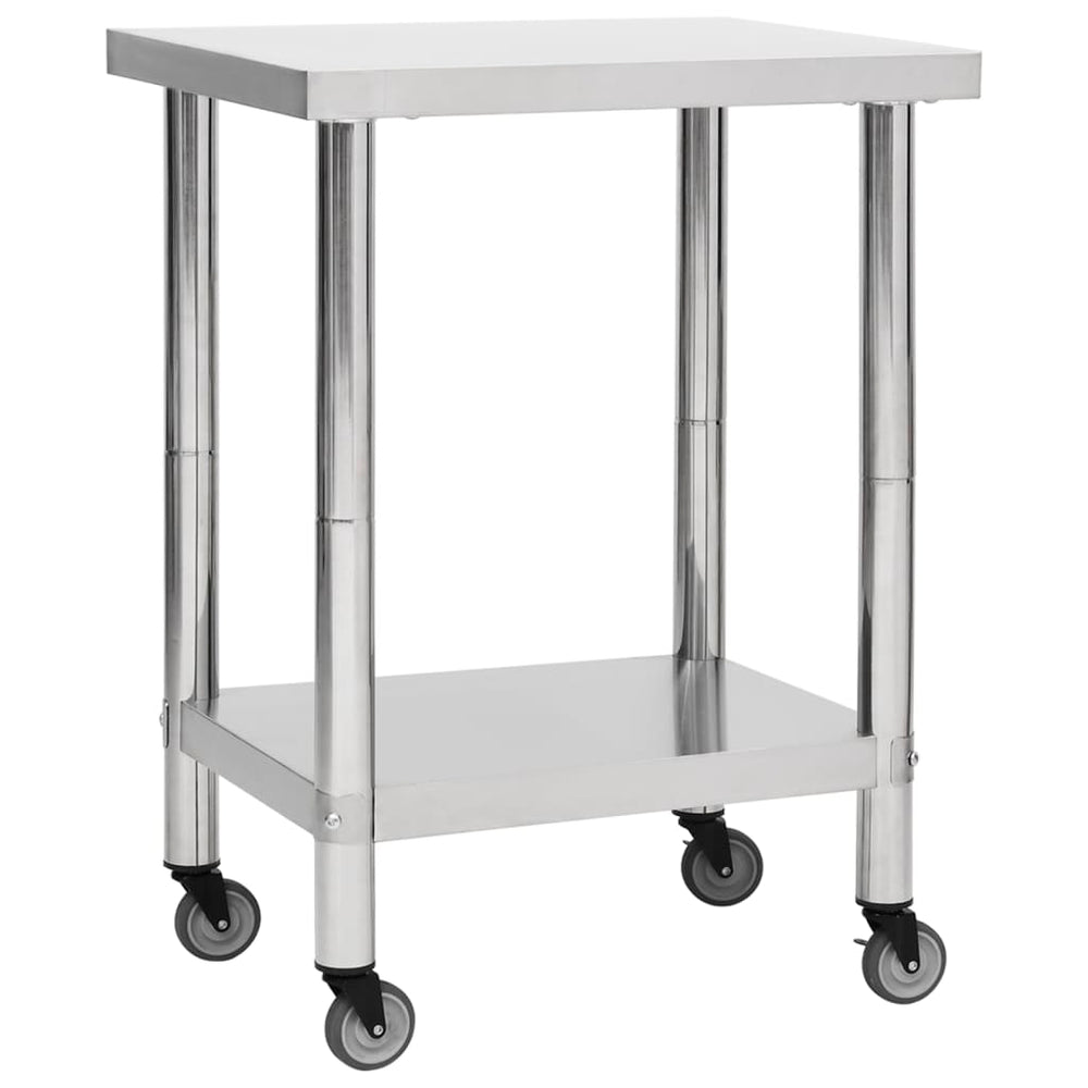vidaXL Kitchen Prep Table with Wheels 80x45x85 cm Stainless Steel