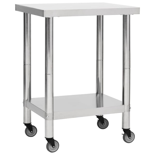 Edelstahl Küchenarbeitstisch mit Rollen 80x45x85 cm